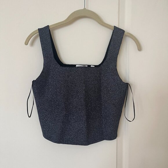 ALC Crop Tank Top Metallic Silver Sz XS - Picture 2 of 6